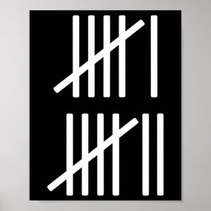 Minimalist Tally Marks Counting 67 Meme Slang 6 7 Poster
