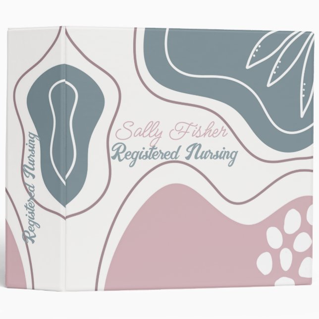 Minimalist Tan Aqua and White   3 Ring Binder (Front/Spine)