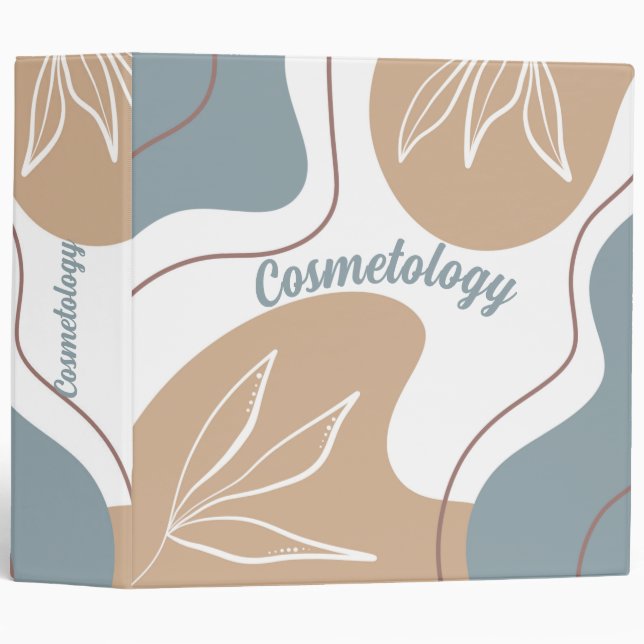 Minimalist Tan Aqua and White  3 Ring Binder (Front/Spine)