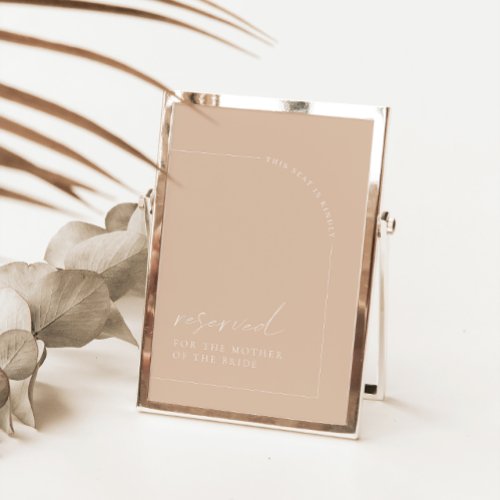 Minimalist Tan Arch Wedding Reserved Sign Card