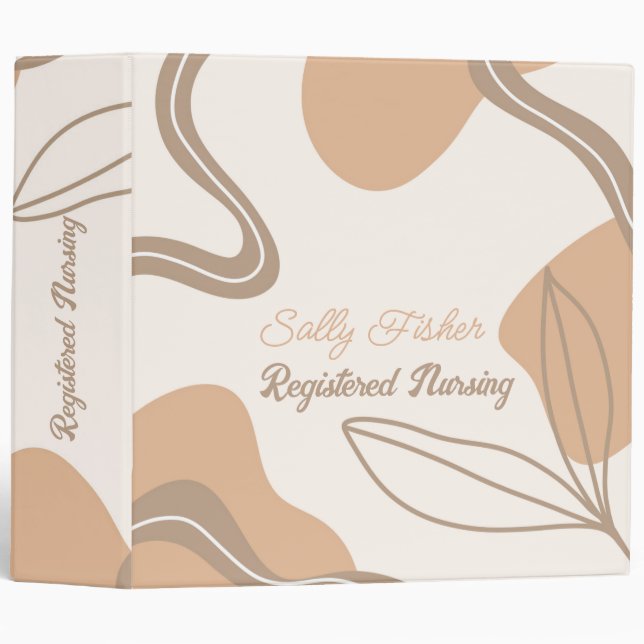 Minimalist Tan Brown and White  3 Ring Binder (Front/Spine)