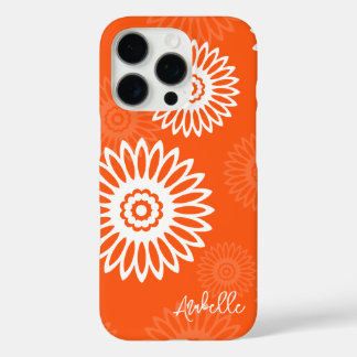 Minimalist tangerine orange daisy floral Name  iPhone 16 Pro Case