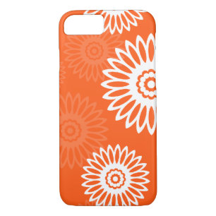Minimalist tangerine orange daisy floral pattern iPhone 8/7 case