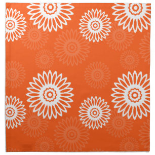 Minimalist tangerine orange daisy floral pattern napkin