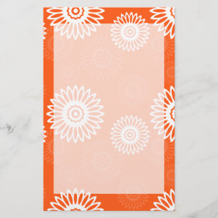 Minimalist tangerine orange daisy floral pattern stationery