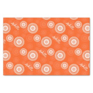 Minimalist tangerine orange daisy floral pattern