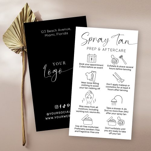 Minimalist Tanning Salon Aftercare Instructions Business Card