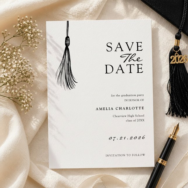 Minimalist Tassel Graduation Party Save The Date (Creator Uploaded)