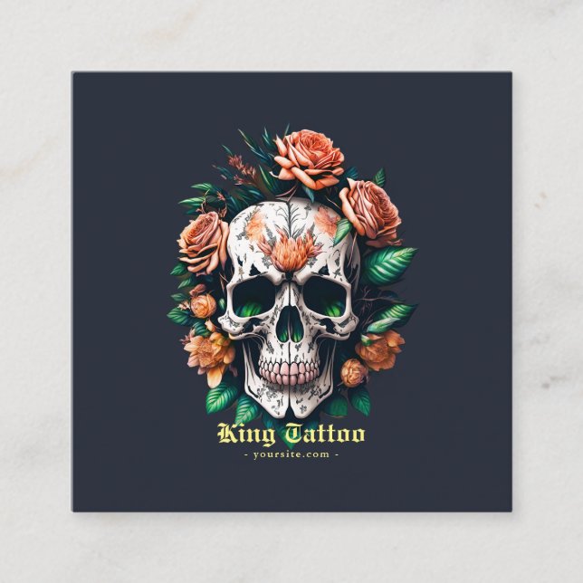 Minimalist Tattoo Artist Square Business Card (Front)