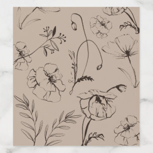 Minimalist Taupe and Espresso Floral 30th Birthday Envelope Liner