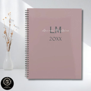 Minimalist Taupe Blush Monogram Branding Design Planner