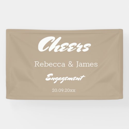 Minimalist Taupe Engagement Party Cheers Wedding Banner