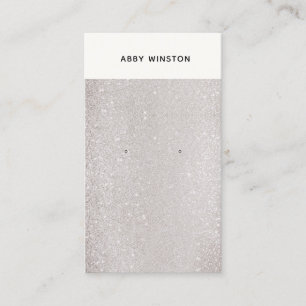 Minimalist Taupe Glitter Earring Holder Business Card
