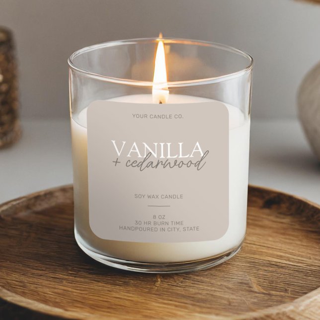 Minimalist Taupe Modern Candle Label (Creator Uploaded)