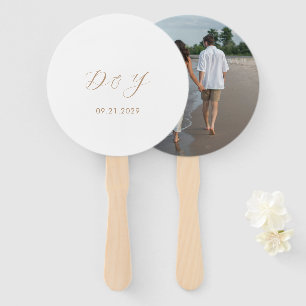Minimalist Taupe Modern Wedding Hand Fan