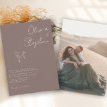 Minimalist Taupe Romantic Photo Wedding Invitation<br><div class="desc">A simple minimalist handwritten typography script with a romantic pair of hummingbirds makes this design a standout for any wedding venue theme.  Easily customize your important details on the front and your photo choice and monogram on the back.</div>