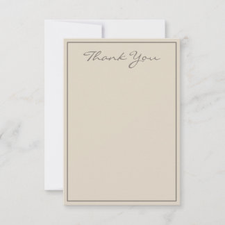 Minimalist Taupe Script Thank You Flat Card