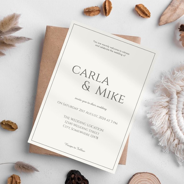 Minimalist Taupe Wedding Invitation (Creator Uploaded)