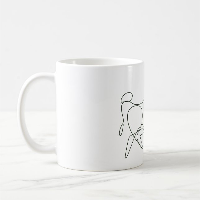 Minimalist Taurus Bull Line Art Coffee Mug (Left)