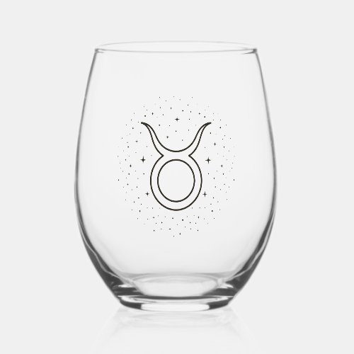 Minimalist Taurus Zodiac Stemless Wine Glass