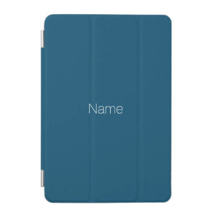 Minimalist teal blue custom name monogram initials iPad mini cover