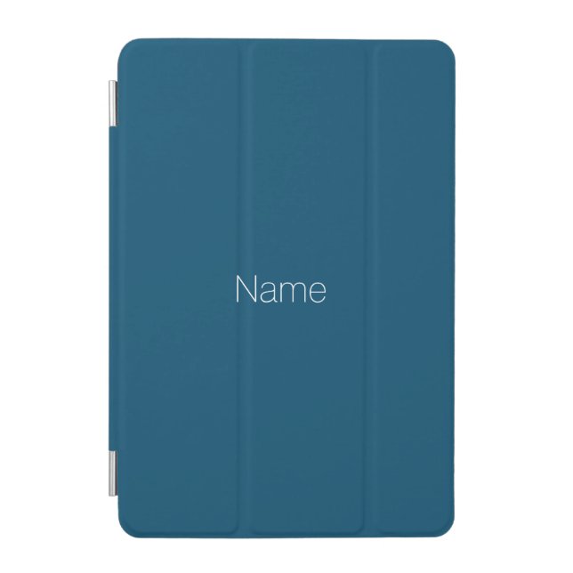 Minimalist teal blue custom name monogram initials iPad mini cover (Front)