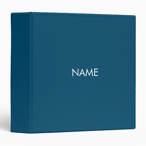 Minimalist teal blue custom name monogram solid 3 ring binder
