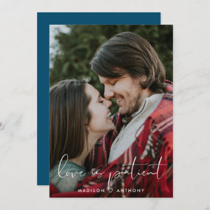 Minimalist Teal Blue Wedding Postponement Photo Announcement