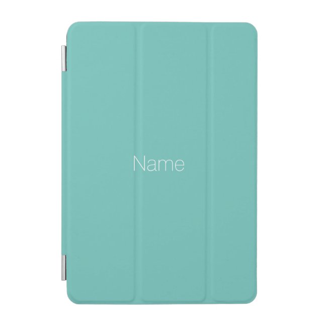 Minimalist teal custom name monogram initials iPad mini cover (Front)