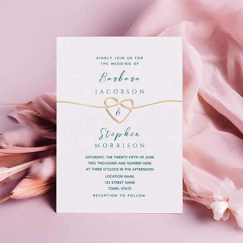 Minimalist Teal Gold Wedding Invitation