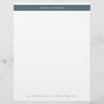 Minimalist Teal Gray Simple Stripe Name Address Letterhead<br><div class="desc">Professional Minimalist Modern Teal Gray Simple Stripe Name Address for office or private use.</div>