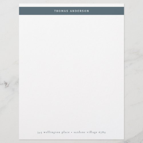 Minimalist Teal Gray Simple Stripe Name Address Letterhead
