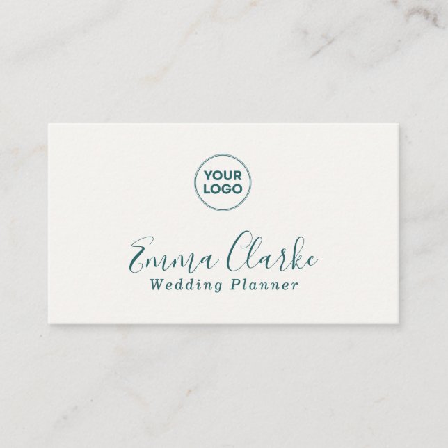 Minimalist Teal Green Scan Code Business Card (Front)