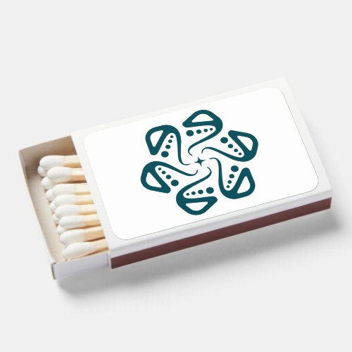 Minimalist Teal Octopus Tentacle Mandala Art Matchboxes