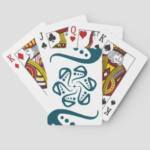 Minimalist Teal Octopus Tentacle Mandala Art Poker Cards