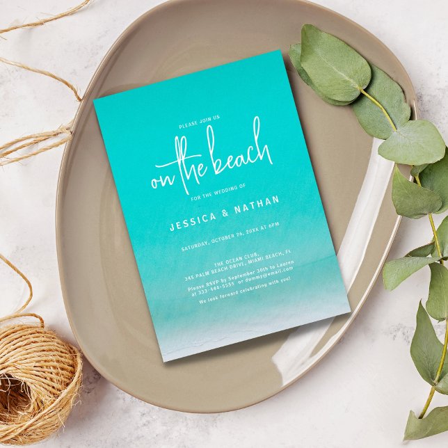 Minimalist Teal Summer On The Beach Wedding Invitation (Creator Uploaded)