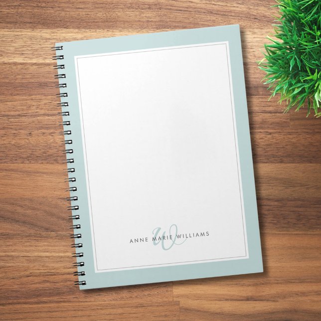 Minimalist Teal Two Border Monogram  Notebook (Creator Uploaded)