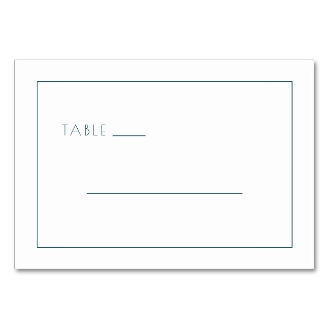 Minimalist Teal Typographic Table Number (Front)
