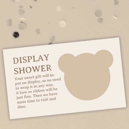 Minimalist Teddy Bear Baby Display Shower Enclosure Card