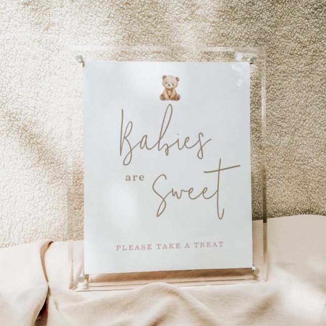 Minimalist Teddy Bear Baby Shower Babies Are Sweet Poster (Creator Uploaded)