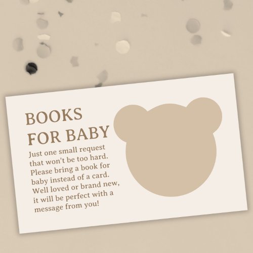 Minimalist Teddy Bear Baby Shower Books for Baby Enclosure Card
