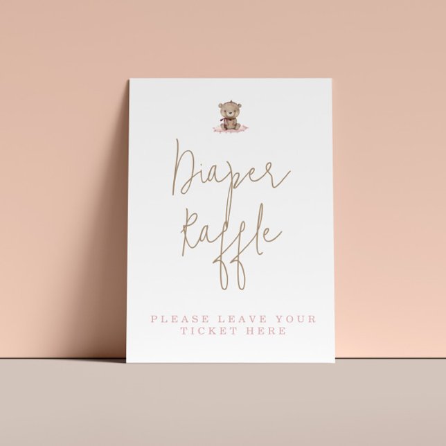 Minimalist Teddy Bear Baby Shower Diaper Raffle Poster (Creator Uploaded)