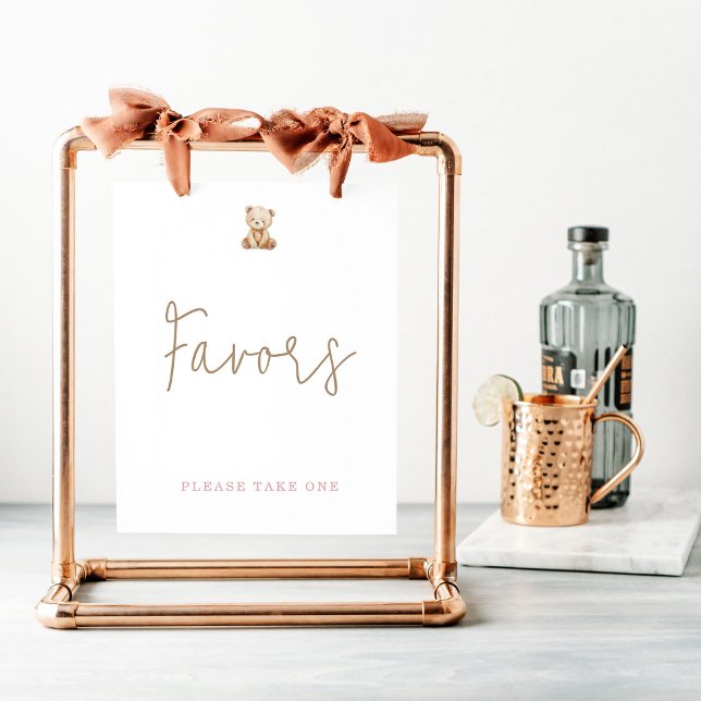 Minimalist Teddy Bear Baby Shower Favors Poster (Creator Uploaded)