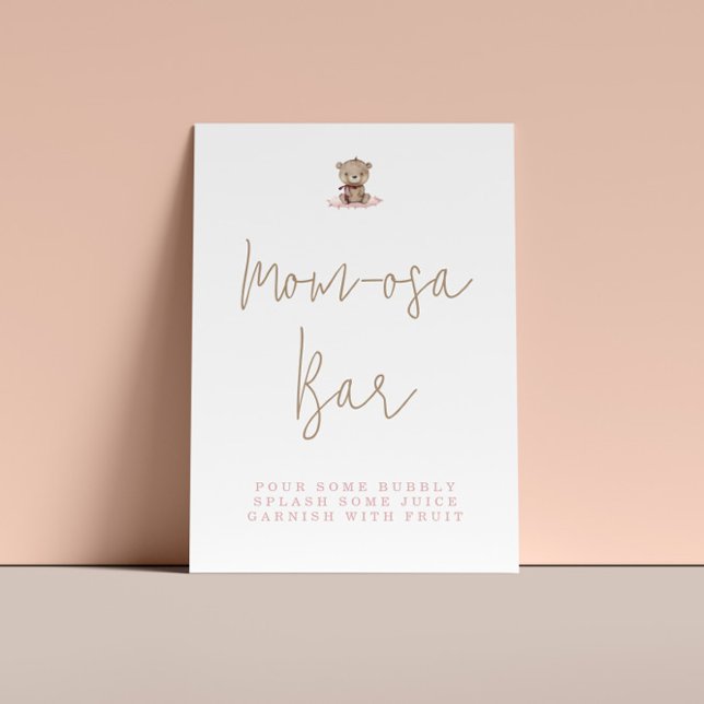 Minimalist Teddy Bear Baby Shower Momosa Bar Poster (Creator Uploaded)