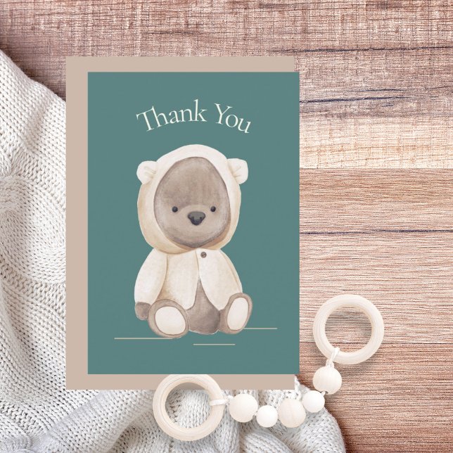 Minimalist Teddy Bear Baby Shower Thank You  Card (Creator Uploaded)