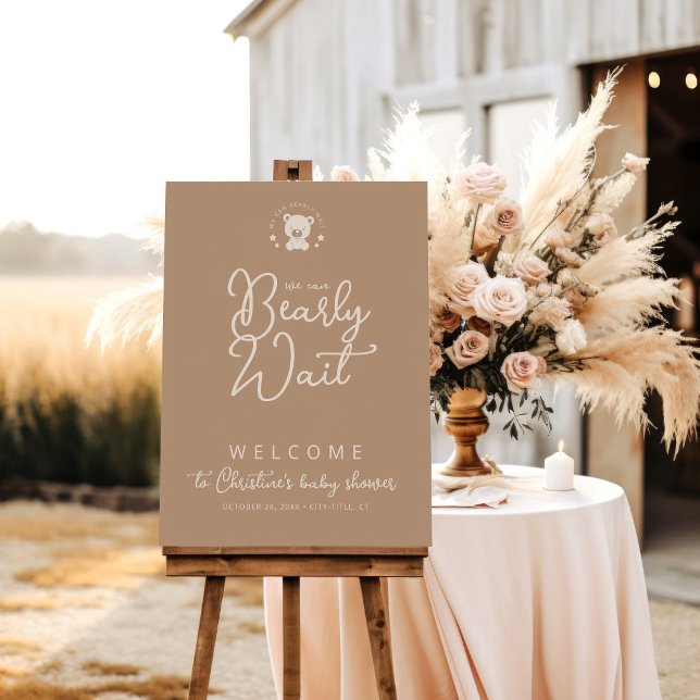 Minimalist Teddy Bear Baby Shower Welcome Foam Board (Creator Uploaded)