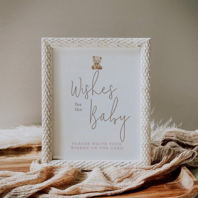 Minimalist Teddy Bear Baby Shower Wishes For Baby Poster (Creator Uploaded)