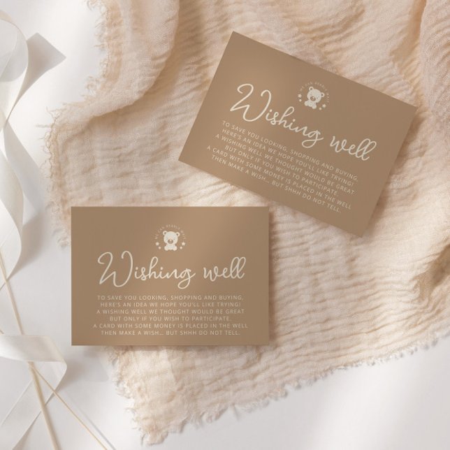 Minimalist Teddy Bear Wishing Well Baby Shower  Enclosure Card (Creator Uploaded)