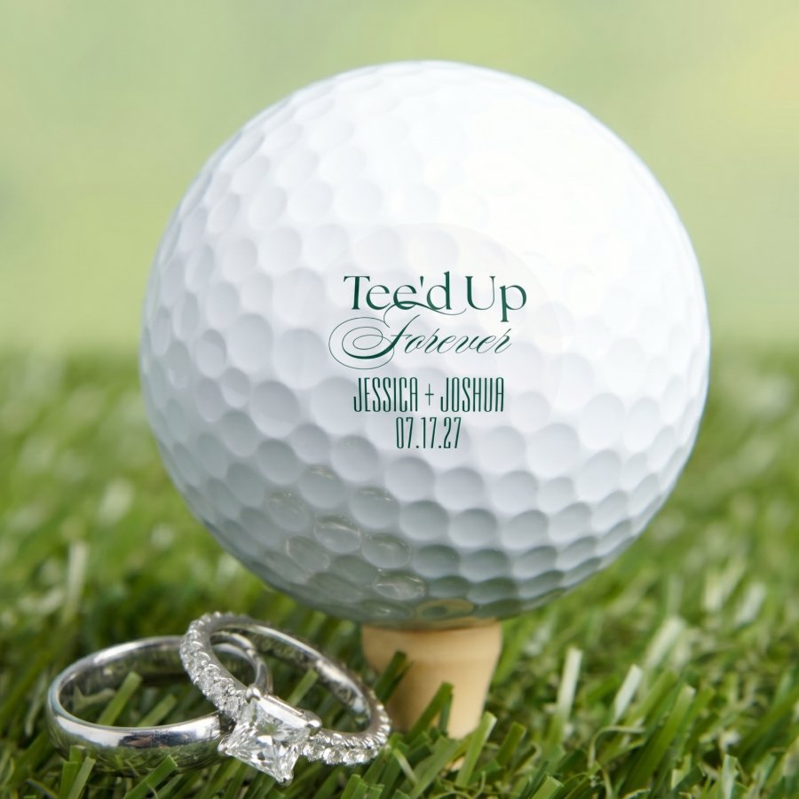 Minimalist Tee'd Up Forever Custom Wedding Favor Golf Balls