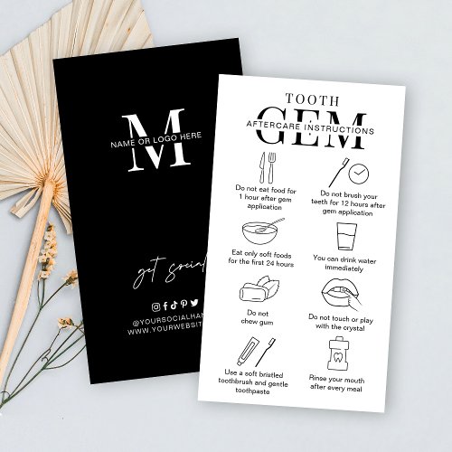Minimalist Teeth Crystals Dental Aftercare Guide Business Card